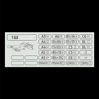 DECAL:SIZE INDICATION:PAPER TRAY:EXP