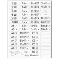 DECAL:SIZE INDICATION:PAPER TRAY